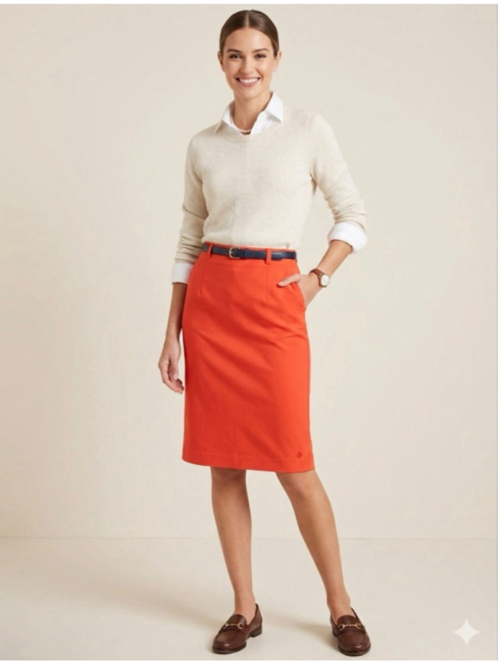 Catherine Malandrino Orange Pencil Skirt